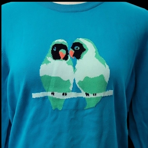 Crown & Ivy Blue Sweater with Parrot Design - Picture 2 of 4